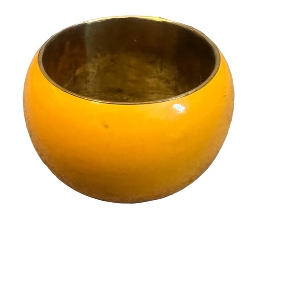 Brass and Butterscotch Enamel Round Bangle Bracelet - Picture 3 of 7